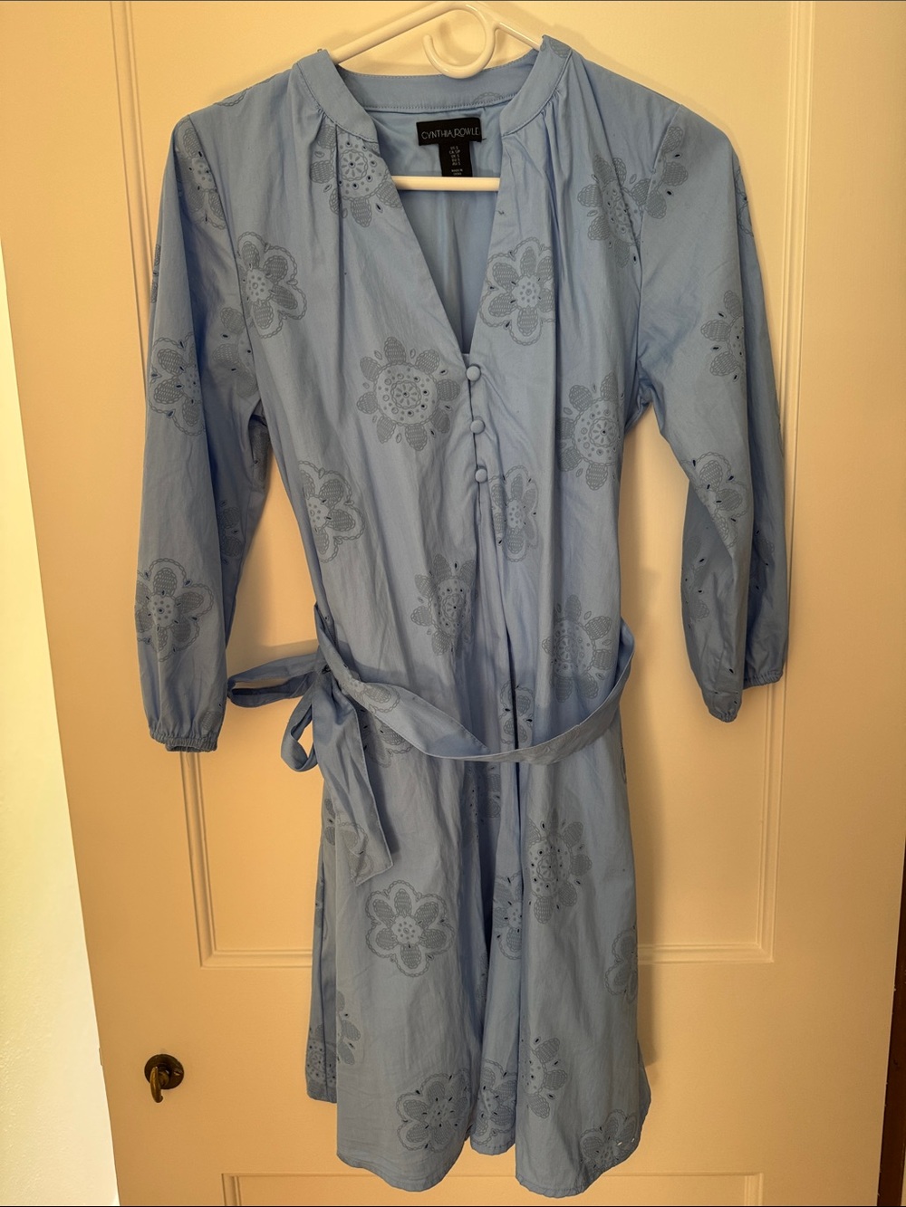 Cynthia Rowley Sky-Blue Eyelet Button-Front Dress